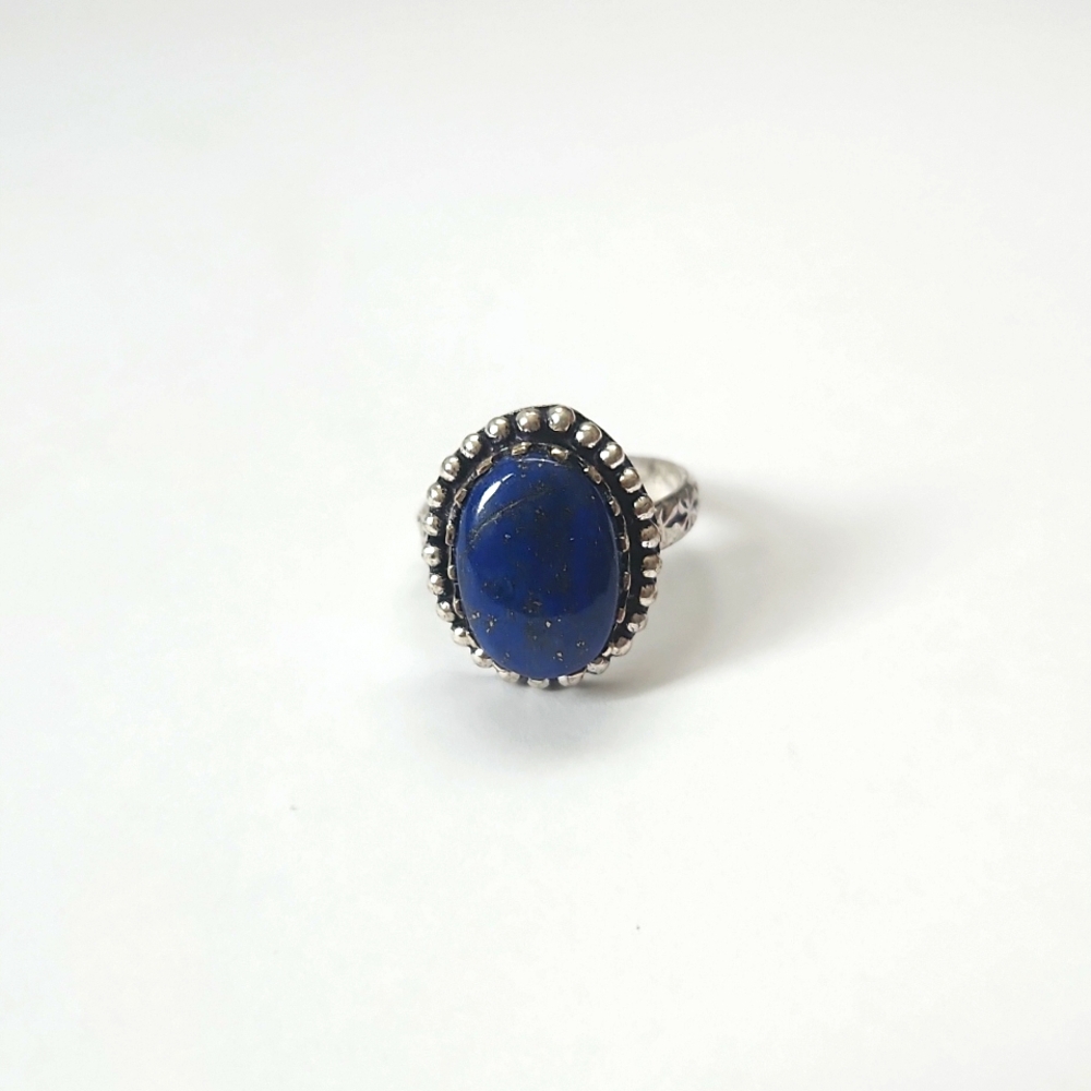 Lapis sterling silver plated vintage style ring